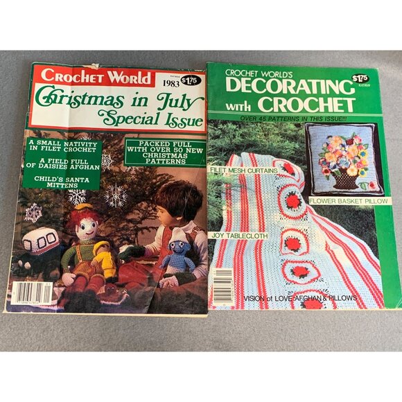 Vintage Crochet World Magazines Lot - Decorating with Crochet & Christmas 80s - Picture 1 of 3